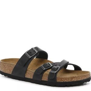 Birkenstock Franca Black Leather Triple Strap Sandals New 38